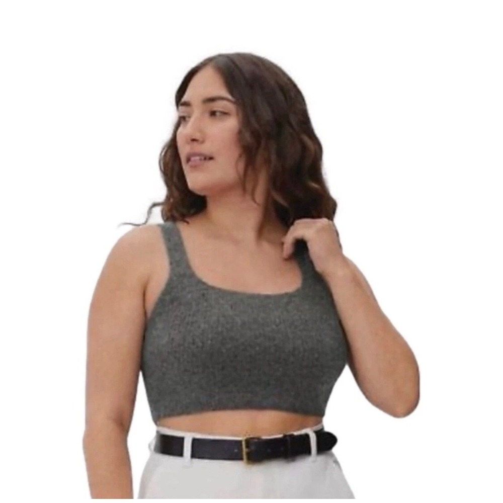 Everlane‎ Women Dark Grey Wool Yak Hair Blend Cropped Tank Top L